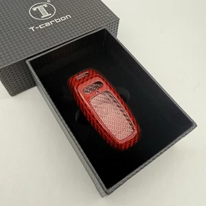 T-Carbon Carbon Fiber Red Key Fob Cover Audi A3 S3 A6 S6 C8 A8 Q7 - Bild 1 von 3
