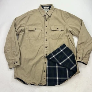 LL Bean Hurricane Shirt Flannel Lined Button Down Beige Tan Size Medium Tall - Picture 1 of 8
