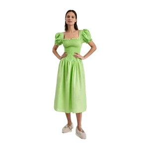 Sleeper Womens Belle Linen Dress Small Lime Green  - Picture 1 of 10