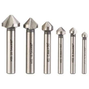Countersink Drill Bit Set for Steel, 3 Flute 90 Degree HSS Chamfering Tool Bi... - Picture 1 of 7
