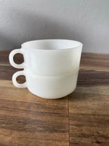 2 Vintage Glasbake milk glass soup mugs. - Picture 1 of 3