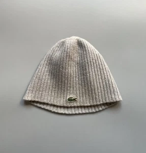 LACOSTE Beanie Streetwear Gray Wool Hat One Size - Picture 1 of 4