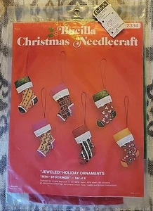 NEW Vtg Bucilla Christmas Needlecraft Holiday Stocking Ornaments - Picture 1 of 3