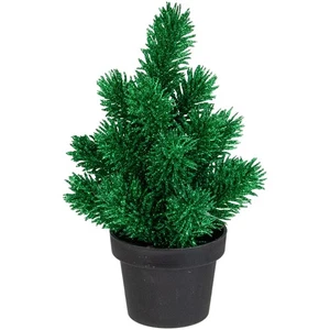 Northlight 8.5in Green Potted Glitter Artificial Pine Christmas Tree Black Base - Picture 1 of 3