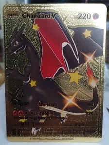 Carta Pokemon Charizard V HP 220 Gold Foil 079/073 Gold Foil Fan Art - Foto 1 di 2