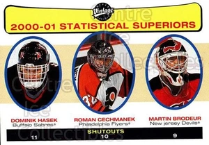 2001-02 UD Vintage #270 Dominik Hasek, Roman Cechmanek, Martin Brodeur - Picture 1 of 1