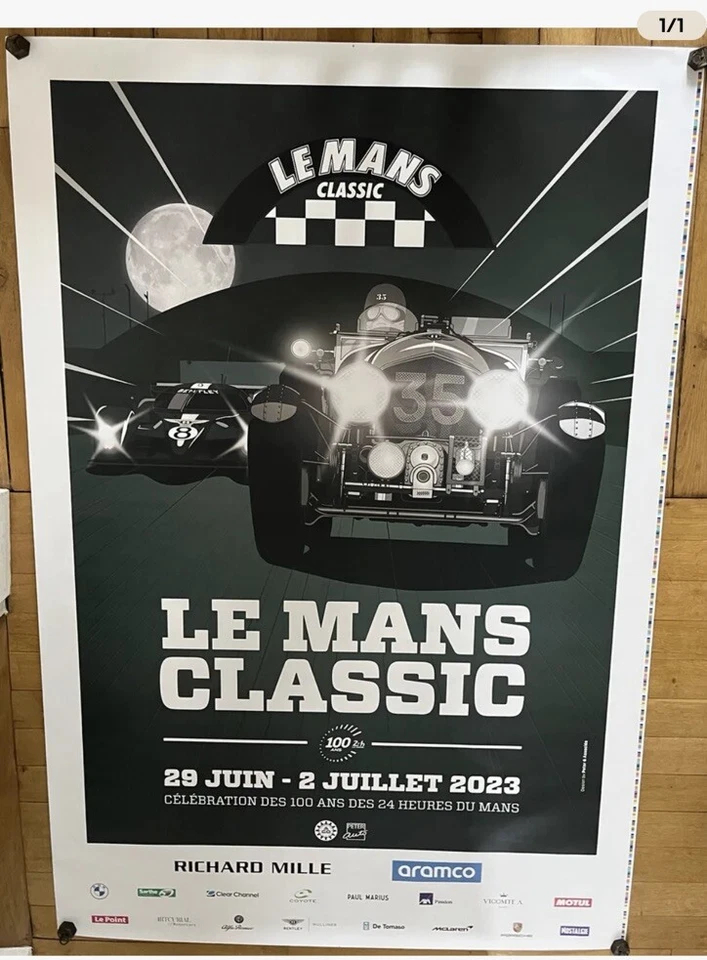 affiche Le mans Classic 118 x 175 Cm. voiture 2023 sport vintage 24h Bentley - Photo 1/1