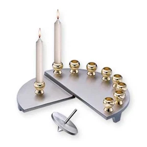 gebrauchtes Zinn Menora zeitgenössisches modernes Kreisdesign, aus Israel von Binstead - Bild 1 von 1