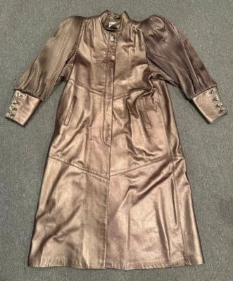 Vintage Giovinezza Moda by Rocco D'Amelio Leather Trench Coat Jacket S Rome - Image 1 of 4