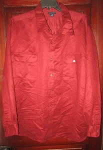 Knightsbridge Mens Sz 3X Button Shirt Top Sueded Microfiber Burgundy Red Pockets - Picture 1 of 3