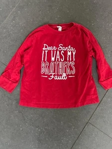 Dear Santa It Was My Brothers Fault Red Long Sleeve Shirt Size 4T - Picture 1 of 3