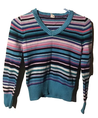 Old Navy Girl's Size Large 10-12 Multicolor Pullover Striped Knit Sweater - Image 1 of 4