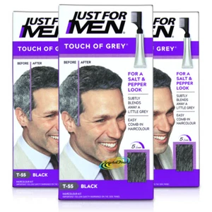 3x Just for Men Touch of Grey T55 Black Easy Comb in Haircolour Dye - Picture 1 of 1
