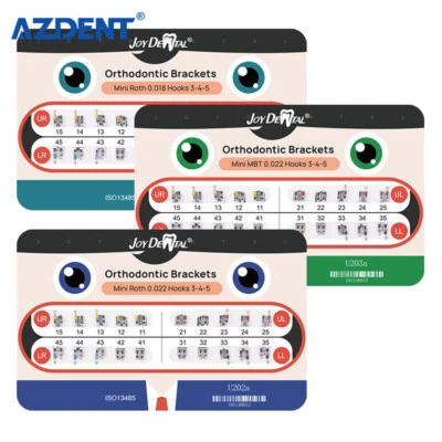 JOYDENTAL 1 Pack Dental Orthodontic Metal Brackets Braces Mini Roth MBT 022 018 Hooks 345