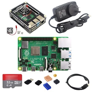 Raspberry Pi 4 8GB Starter Kit - Case w/ Fan, USB-C PSU, 32GB SD Card, Heatsinks - Picture 1 of 11