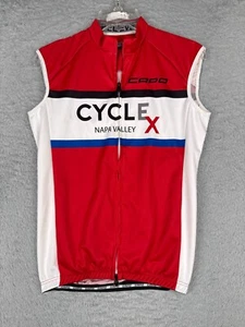 Capo Cycling Jersey Men Small Red White Tank Full Zip Cycle X Napa Valley Poly - Picture 1 of 15
