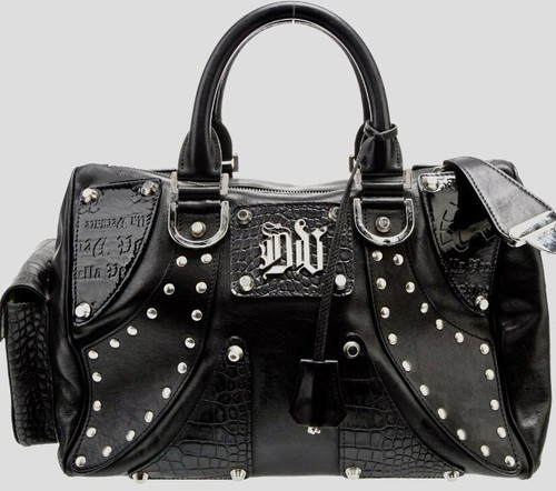 VENDITA FLASH: VERSACE Borsa a tracolla vintage nera argento borchiata pelle coccodrillo goffrata