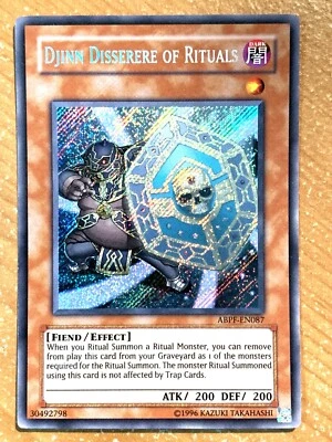 yugioh Djinn Disserere of Rituals ABPF-EN087 Unlimited Ed Secret Rare Near Mint - Image 1 of 4