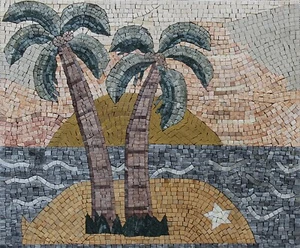 Mosaik Palmen Natur Marmor Stein Boden und Wandbild Fliesen - Bild 1 von 1