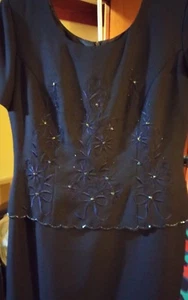 R & M Richards by Karen Wong marineblaues Kreppkleid Größe 10 - Bild 1 von 4