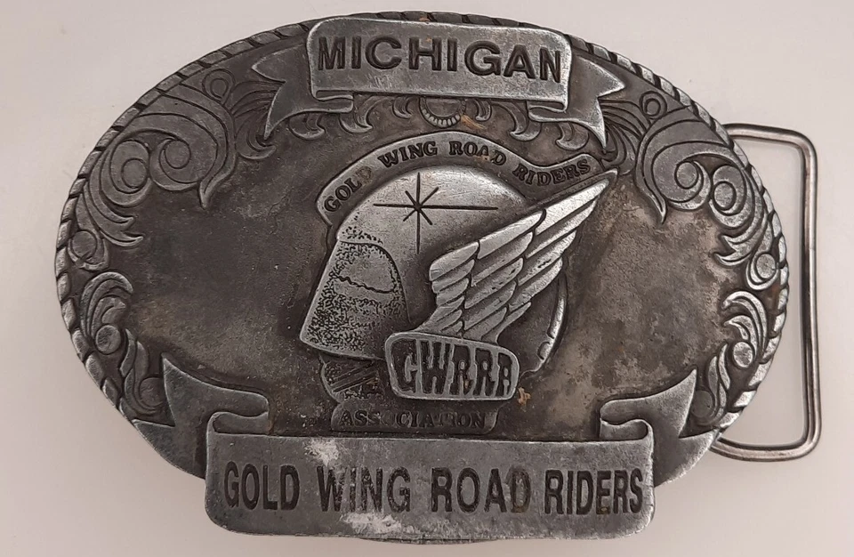 Hebilla de cinturón Gold Wing Road Riders Association Michigan Upper Pennisla Chapter Foto 1 de 4