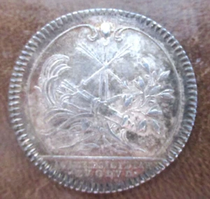 FRANCE- c.1750 -BOW & ARROWS- WINGED FAME - SILVER -VERY RARE - Picture 1 of 2