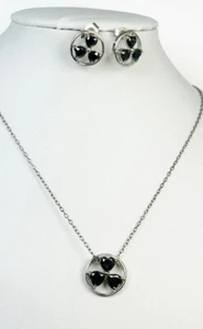 Juego de collar y pendientes de hematita de plata de ley estampados 925 - Imagen 1 de 4