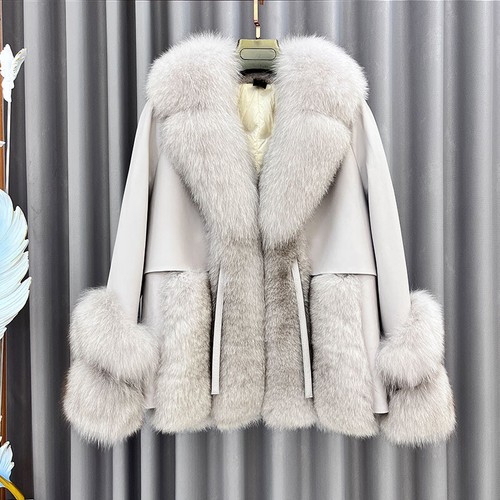 OFF WHITE 2024 Cappotto Donna Autunno Inverno Nuovo Pelliccia di Volpe Invernale Caldo Soprabito Parka Tg