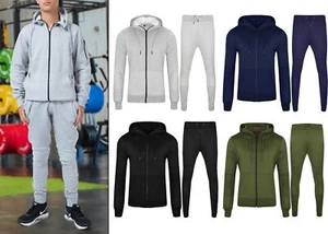 Men's Tracksuit Set 2 Piece Zipper Hoodie & Joggers Sportswear Gym Loungewear - Picture 1 of 16