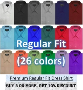 Omega Mens Premium Regular fit Long Sleeve Dress Shirt, 26 Colors, Part 2  - Picture 1 of 20