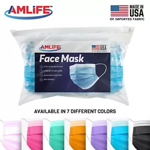 Amlife Einweg-Gesichtsmasken 3-lagige Maske mehrfarbig Made in USA importierter Stoff - Bild 1 von 25