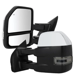 Power Heated Tow Mirror For 15-20 Ford F-150 Temper Signal Puddle Light Chrome - Bild 1 von 11