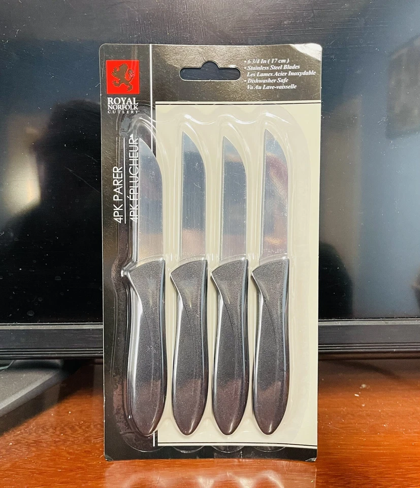 Royal Norfolk 4pc Paring Knife Set Stainless Steel Blade Beand