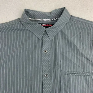 Hawk Button Up Shirt Mens 2XL Gray Short Sleeve Chest Pocket Striped Casuals - Picture 1 of 9