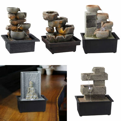 LED Zimmerbrunnen Springbrunnen Wasserspiel Design Wasserspiel +Pumpe Deko - Bild 1 von 4