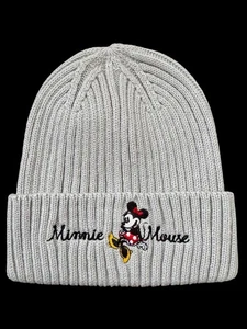 NEU Disney Parks Minnie Mouse grau Strick Beanie Mütze Stickerei Mütze Erwachsene Größe - Bild 1 von 2