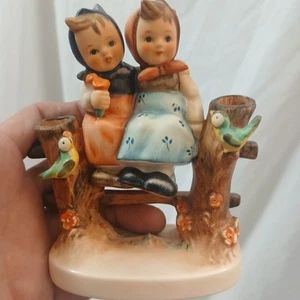 Goebel Hummel Germany Figurine #179 Coquettes 2 Girls on a Fence 1982 Perfect - Picture 1 of 13