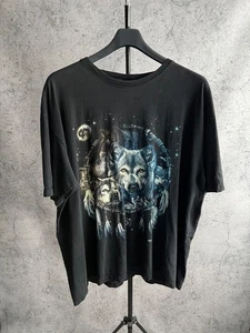 Wild Mens T-Shirt size XXXL Black Wolf Animal Print Y2K - Picture 1 of 15
