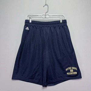 VTG Adidas Notre Dame Football Mesh Shorts - Navy Blue - Baggy Wide-Leg - LARGE - Picture 1 of 5