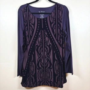 Chico's Samt Burnout Langarm Tunika T-Shirt Damen 1/M lila Whimsigoth - Bild 1 von 7