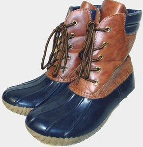 Yoki "Dylan" Damen Entenstiefel, kariert gefüttert, Leder & Gummi, Einzelhandel $ 50, Größe 7 - Bild 1 von 13