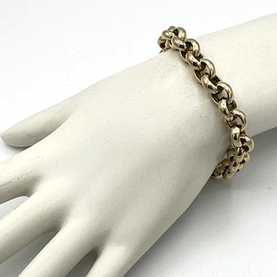 14K rolo chain bracelet - 18 grams yellow gold vtg 7.5" fused link heavy chunky - Image 1 of 4