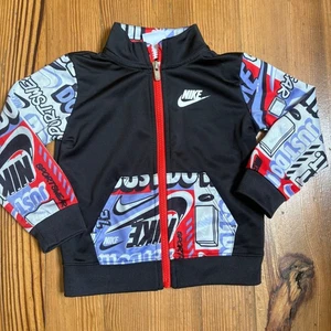 Maglione bambino Nike nero viola bianco grafica full zip TAGLIA 24M - Foto 1 di 5