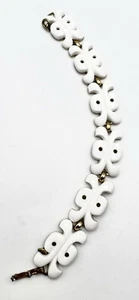 Monet Armband signiert goldfarben weiß Lucite - Bild 1 von 7