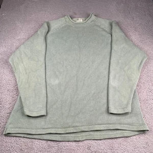 Vintage L.L. Bean Sweater Mens 2XLT Green Cotton Knit Rollneck Fisherman - Picture 1 of 8