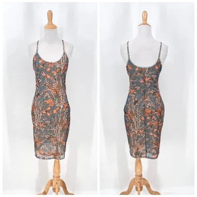 ZIMMERMANN Floral Print Mini Dress Womens Large Mesh Bodycon Sleeveless Tank - Image 1 of 4
