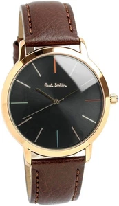 Paul Smith Paul Smith Watch Black Rose Gold Brown Leather Strap Men s P1005 296 - Picture 1 of 6
