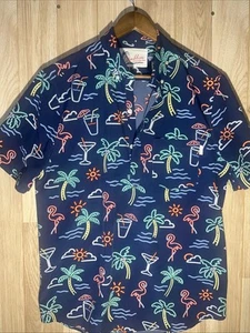 Chubbies Men’s Medium Neon Flamingo 1/4 Button Performance Polo Shirt - Picture 1 of 7