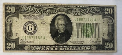 $20 1928B US Redeemable in Gold G-A block Chicago - Image 1 of 2