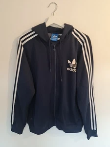 Mens Adidas Hooded Jacket Classic Retro Size Large Navy - Picture 1 of 5
